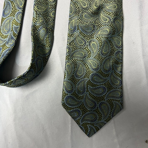 Xmi Platinum Other - XMI Platinum Paisley Silk Tie Men's Green Blue Formal Neckwear Hand Made